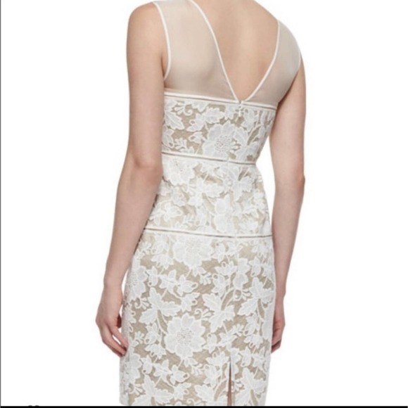 TRINA TURK SHEER FRONT LACE MINI WHITE/ NUDE SLEVEELESS DRESS SZ 2 - Picture 2 of 12